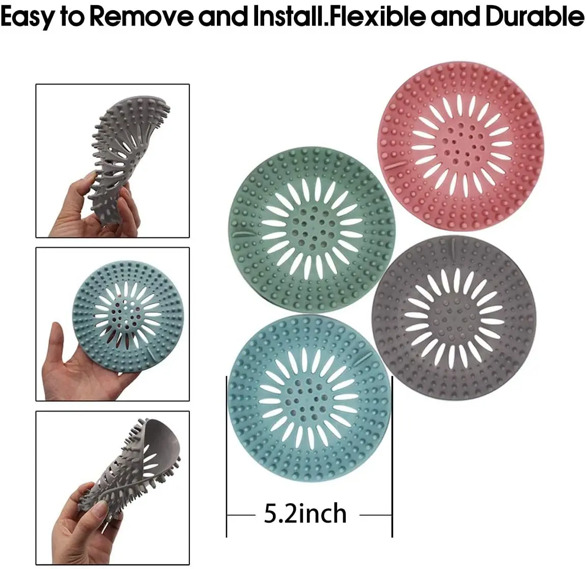 Hair Catcher Durable Silicone Hair Stopper Shower Drain Cover Protector Trap Sink Strainer for Kitchen Bathroom Bathtub sink filter,sink strainer,hair drain catcher,kitchen sink strainer,shower drain cover,shower drain filter