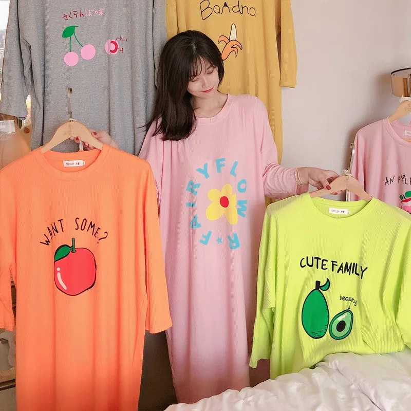 

[YSD # Pumping Series Collection] High Quality Pure Cotton Long Sleeve Sweet Simple Nightgown Pajamas Homewear Set