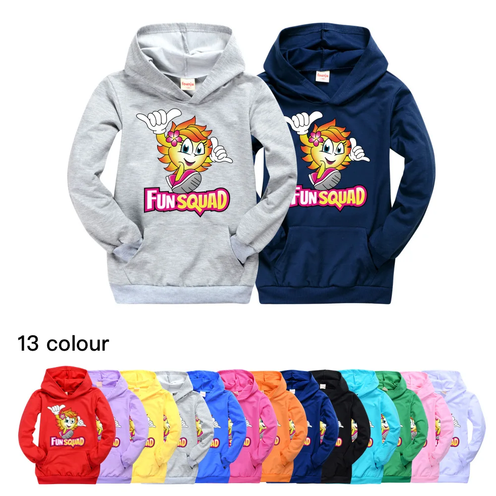 

2021 Autumn Fun squad Kids Girl boys Full Sleeve Hoodie Sweatshirt Child Baby Cartoon Hoody Coat Tops Jacket Children Clothing