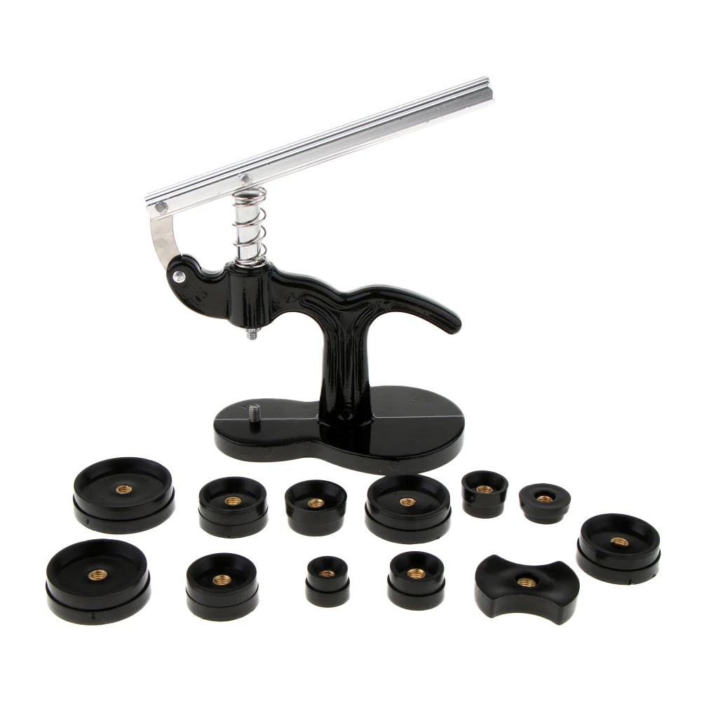 

Watch Press Set, Watch Back Case Closer, Cast Iron Press, Glass Fitting Press with 12 Dies