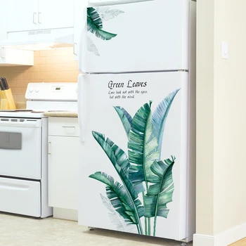 

Nordic style Green Banana Leaf Wall Stickers Home Decor Living room Bedroom Refrigerator Removable Vinyl Wall Decals Wall Murals