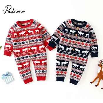 

2019 Baby Autumn Winter Clothing Newborn Infant Baby Girls Boys Christmas Romper Plaids Jumpsuit Long Sleeve Playsuit Clothes