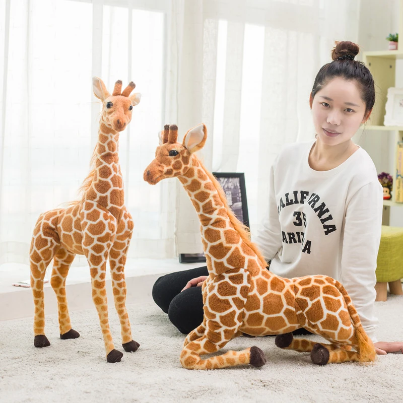 Custom Size 80cm /100cm Plush Giraffe Doll Tall Animal Stuffed Toy For Kids Realistic Zoo Plush Big Giraffe Plush Toy