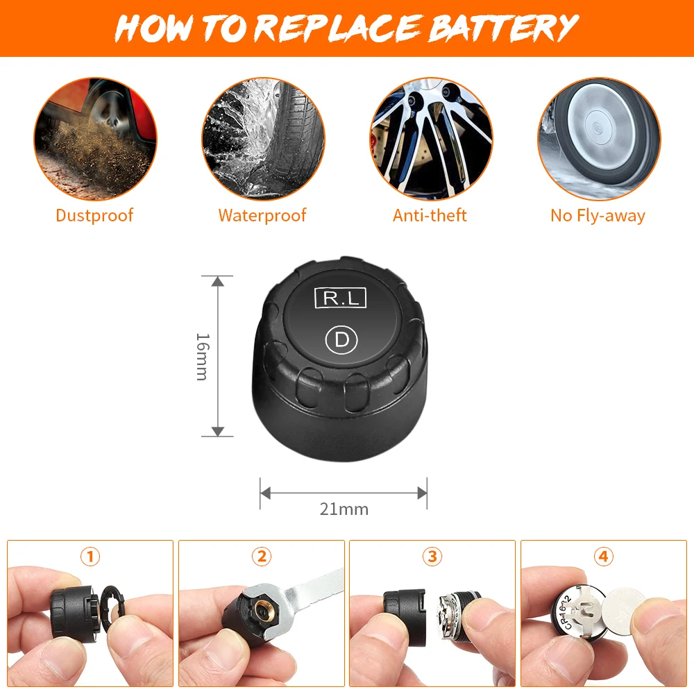  Coche TPMS encendedor USB Plug USB Sistema de Monitoreo de presión de 4 sensores externos PSI BAR e