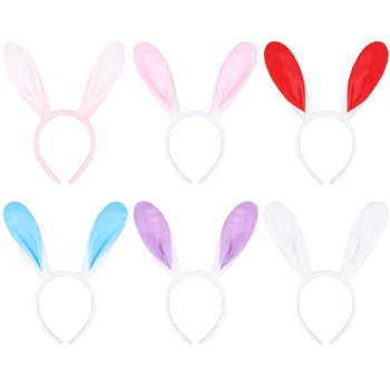 

6pcs Plush Headwear Cute Rabbit Ear Headband Fashion Comfortable Hair Hoop Halloween Christmas Costume Accessories Party Favors