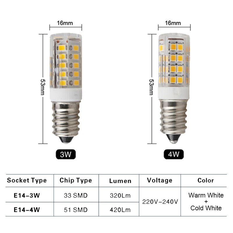 6pcs/lot LED Lamp E14 3W 4W 5W 7W AC220V 230V 240V Bombillas LED Light Corn Bulb SMD2835 Crystal Candle For Chandeliers Lighting