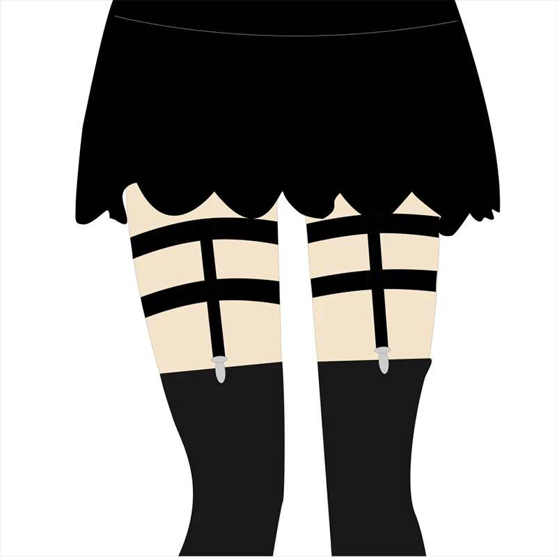 Grampos de Metal Preto Feminino Antiderrapante Meias Ligas Permanece Suspensórios Perna Feminina Elástico no Joelho Altas Suportes Liga Cinto 1 ligas permanece suspensórios perna feminina elástico no