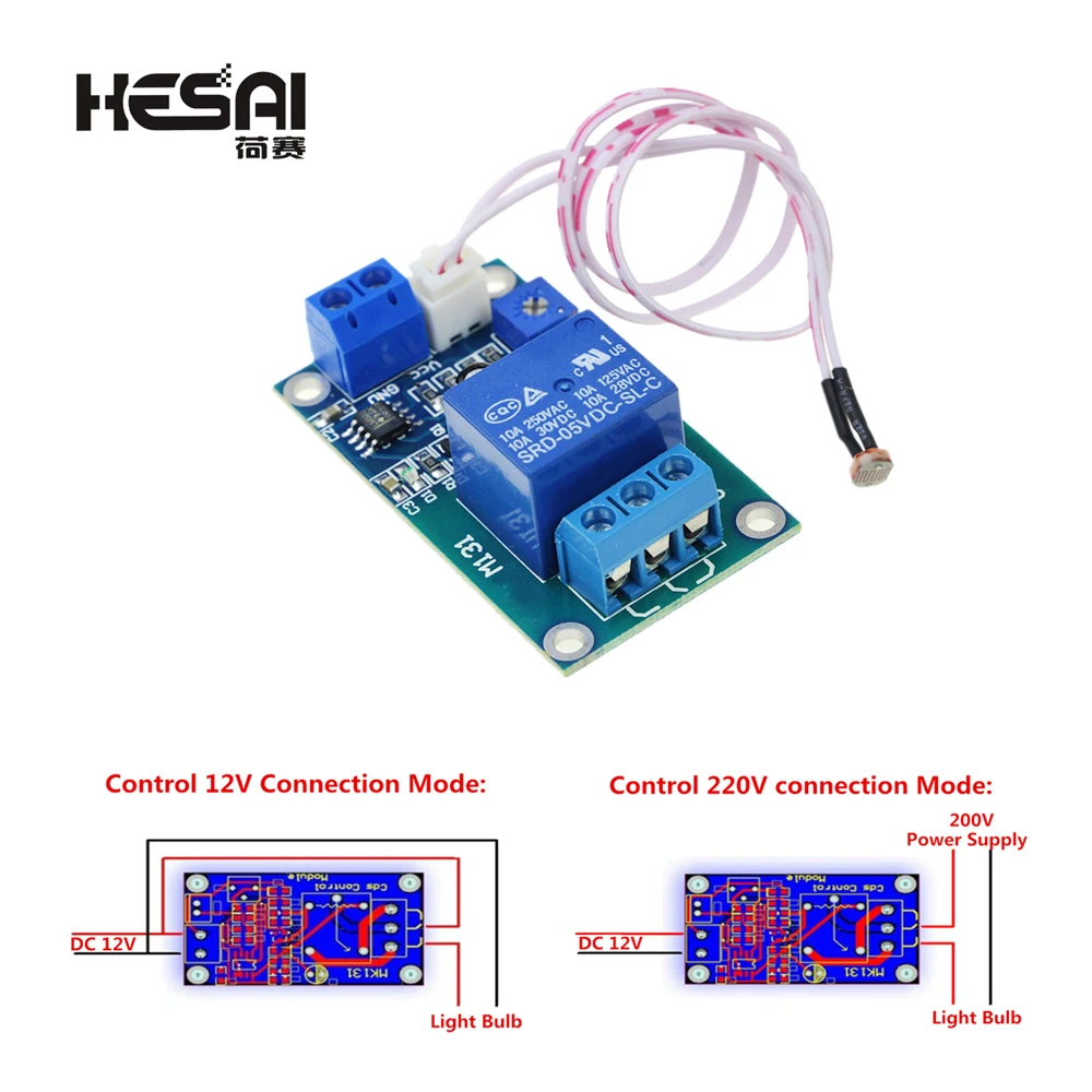 XH-M131 Dc 5V 12V 24V Fotoresistenza Modulo Relè Luce