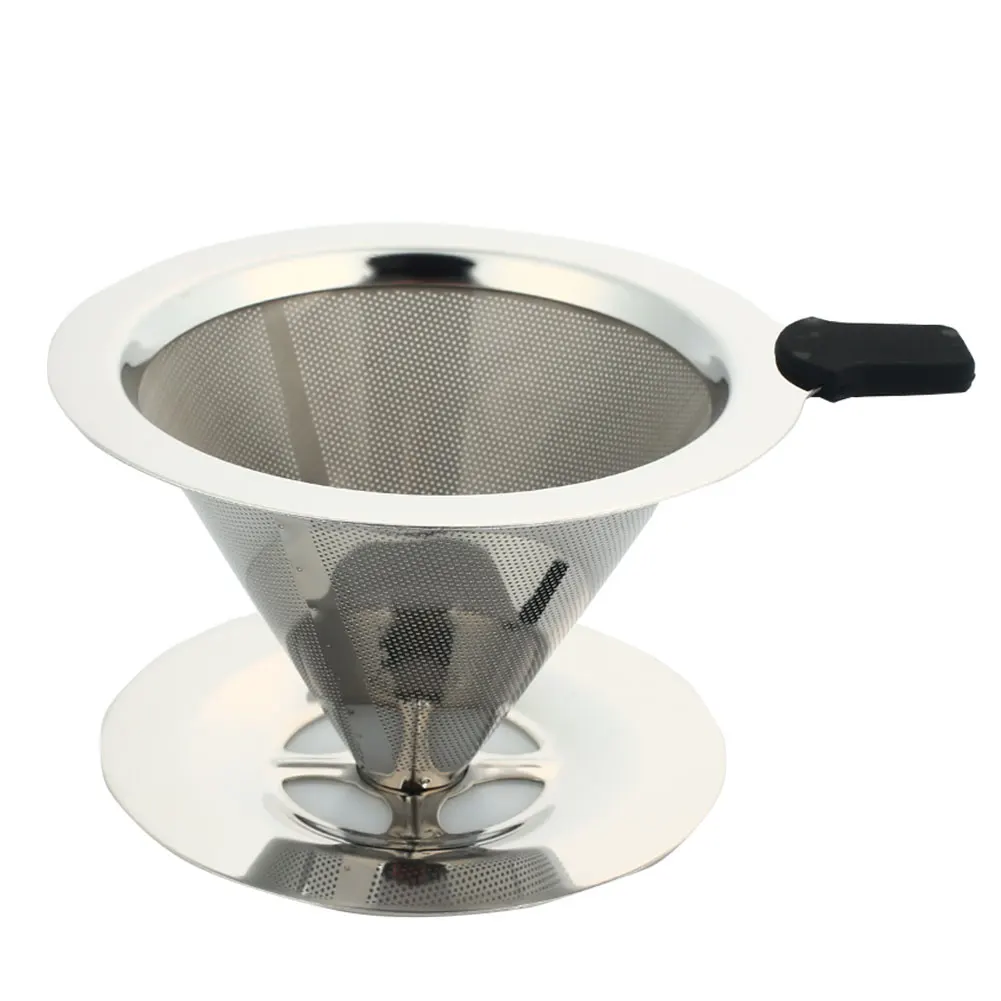 Funnel Coffee Filter Mesh Coffee Filter Portable Reusable Stainless Steel Cone Coffeemaker Tea Dripper Baskets Restaurant