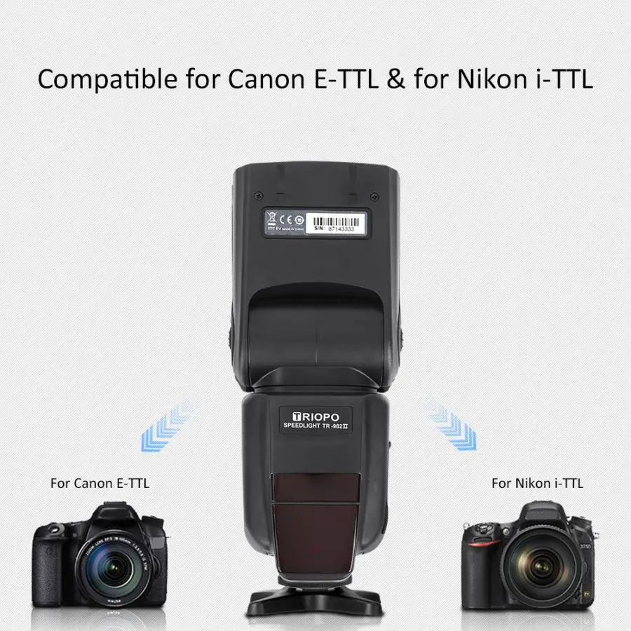 TRIOPO TR-982II TTL 1/8000 Wireless Master Slave Flash Speedlite for Canon E-TTL for Nikon i-TTL SLR Camera