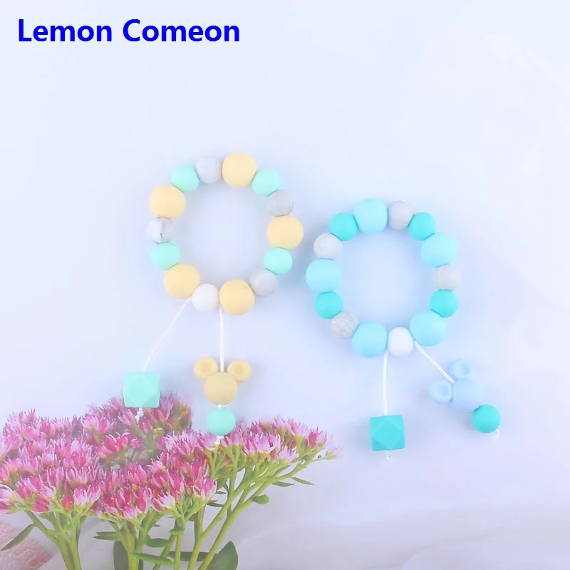 

Silicone Teether Bracelet Baaby Molar Rods Creative Toy Mickey Food Grade Silicone Beads Nursing Teething Toys Baby Products 1PC