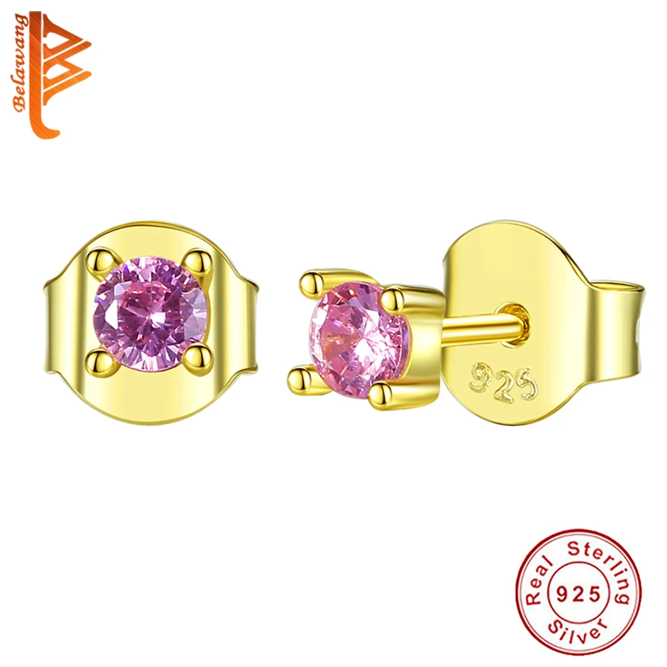 

BELAWANG Wholesale Authentic 100% 925 Sterling Silver Dazzling Clear CZ Small Stud Earrings for Women Wedding Engagement Jewelry