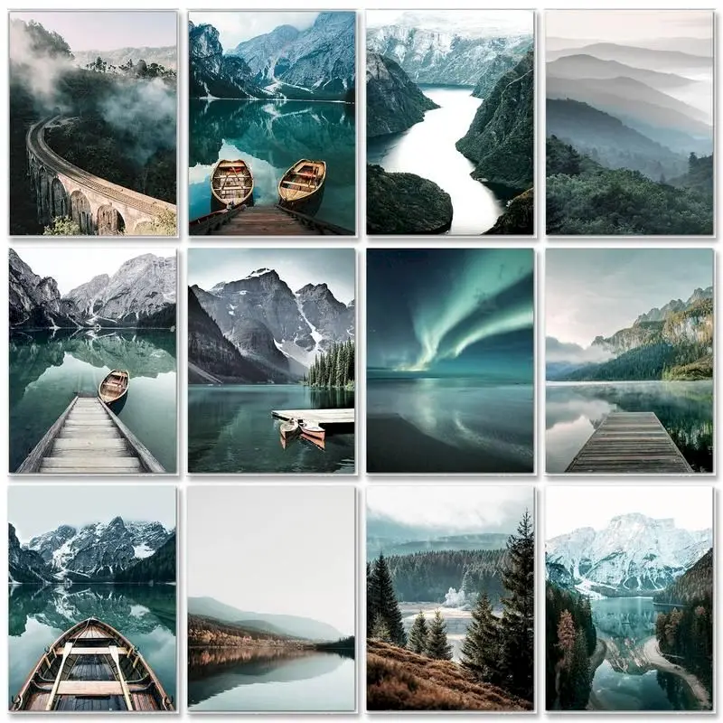 Description Picture 2 of itemGATYZTORY 60x75cm Paint By Numbers for Adults Landscape HandPainted Oil Painting Tree Canvas Colouring Home Decor