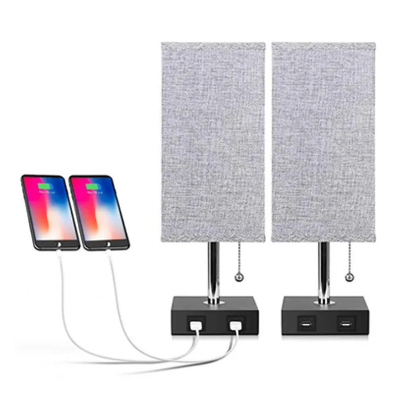 

Bedside Lamp USB Charging Desk Lamp Dual Socket Pull Switch Reading Light E26 Lamp