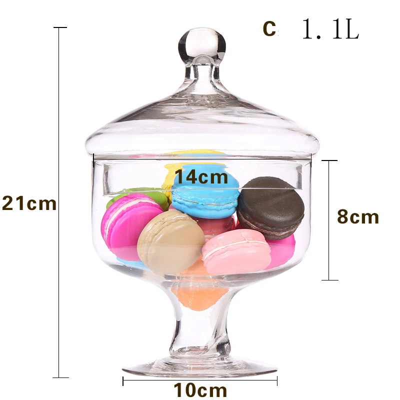 Европейская стеклянная банка для конфет, креативная бутылка для хранения с крышкой, Пылезащитная подставка, контейнер для хранения десерта, торта, свадебный резервуар для хранения - Цвет: C