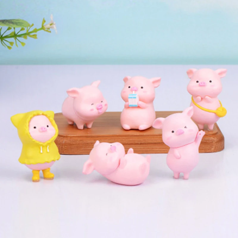 

Pig Family Ornaments Small Statue figurine Animal Model Moss micro landscape home decor miniature piggy Fairy garden Decoration