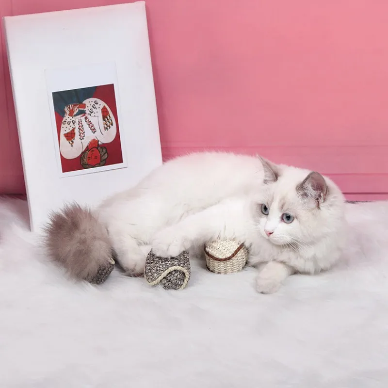 Игрушка для кошек, шлифовальный коготь, сизальный шар, забавная игрушка для кошек, шар, Экологически чистая Нетоксичная игрушка для укуса, забавная игрушка для кошек, мяч