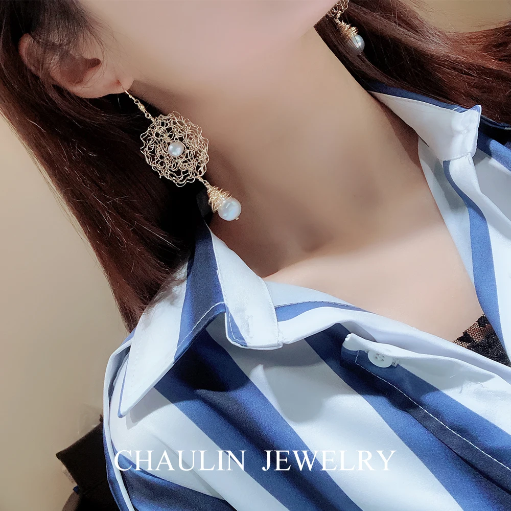 CHAULIN 925 серебряные серьги,, классические жемчужные висячие серьги в стиле барокко, серьги ручной работы для женщин, вечерние, свадебные