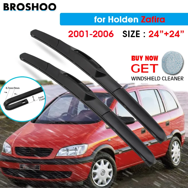 Spazzola Tergicristallo Auto Per Holden Zafira 24 "24" 2001-2006 Tergicristalli Auto Parabrezza Spazzole Finestra Adatta Bracci Gancio U