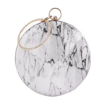 

New Fashion Women Shoulder Bag Lady Chain Around Crossbody Bag Hoop Portable Marble Clutch Handbag