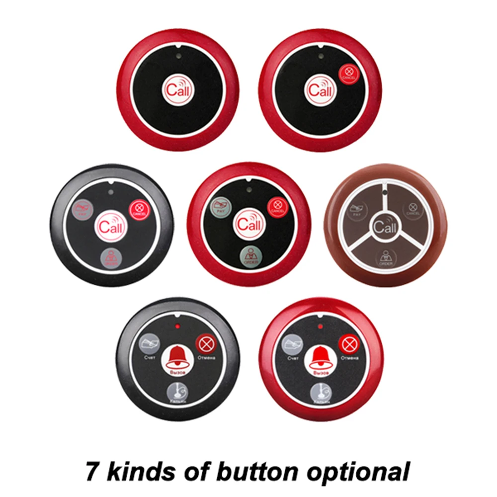 Tanie 10 sztuk T117 433MHz restauracja Pager bezprzewodowy System przywoławczy kelner przycisk przywoławczy Pager czteroklawiszowy sprzęt restauracyjny Catering