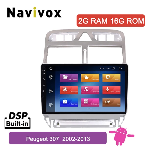 Navivox Android 8,1 2 din Автомобильный dvd-плеер gps навигация Мультимедиа для peugeot 307 307 CC 307SWC радио 2002-2013 стерео - Цвет: 2G RAM 16G ROM