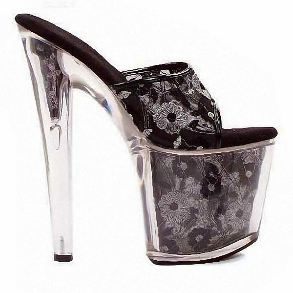 Rncksi 20cm Heel height Shoes for women 2020 trendy crystal clear ultra high heels stage shoes with thin heels Lace slippers
