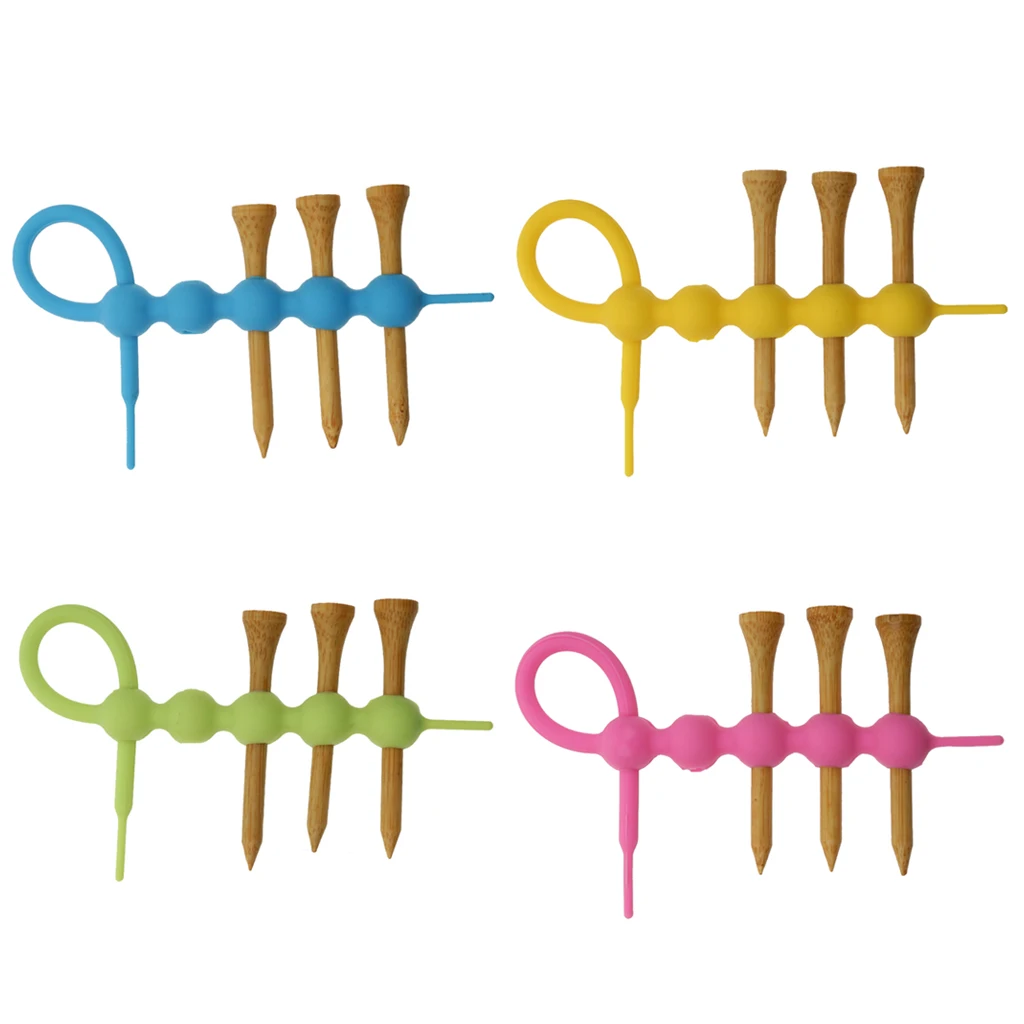 Rubber Portable Sport Golf Tee Holder Tool Carrier Clip + 4pcs Wood Golf Tees