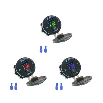 

QC 3.0 Quick USB Car Charger With LED Voltmeter Switch For Car Marine Boat Rv Truck Camper Mobiles Motorcycle