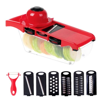 

UPORS Manual Mandoline Slicer Vegetable Cutter with Stainless Steel Blade Potato Peeler Carrot Cheese Grater Kitchen Accessories