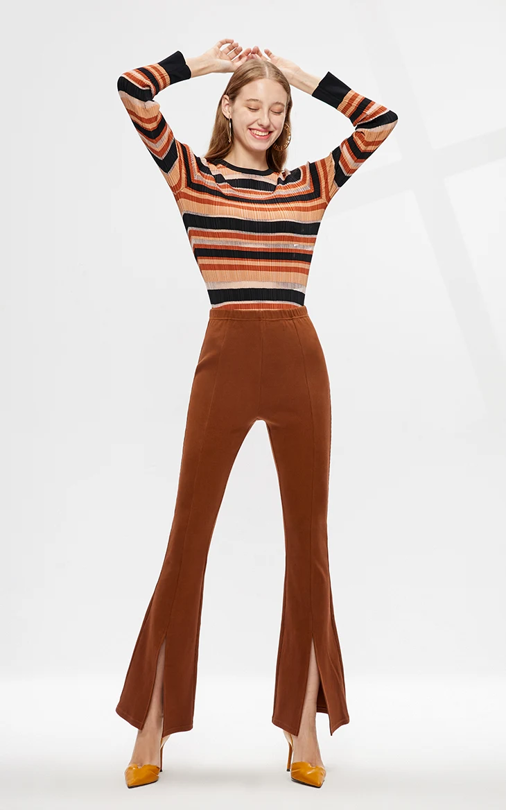 Vero Moda новые женские слегка расклешенные с разрезом стрейч талии 98% хлопок трикотажные брюки | 319374503