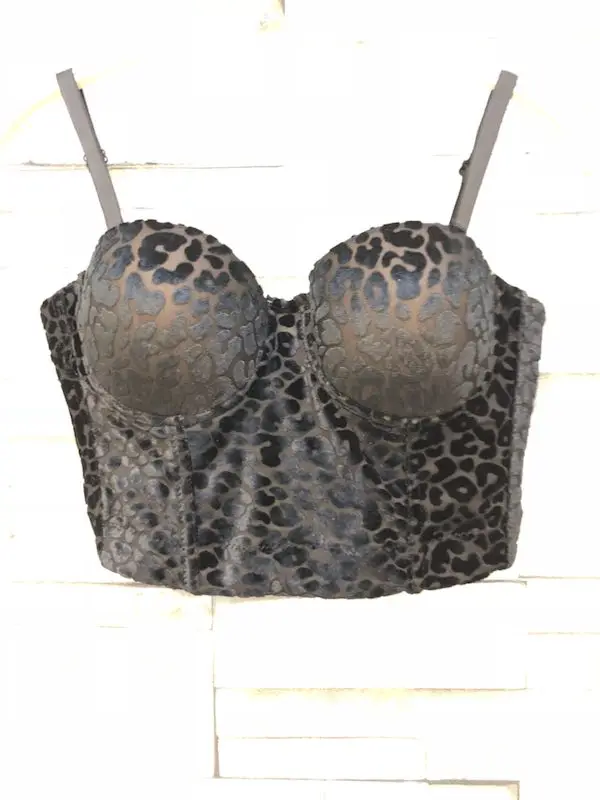 

Women sexy autumn winter sleeveless leopard print dance night club bustier crop tops push up bralet camis vest