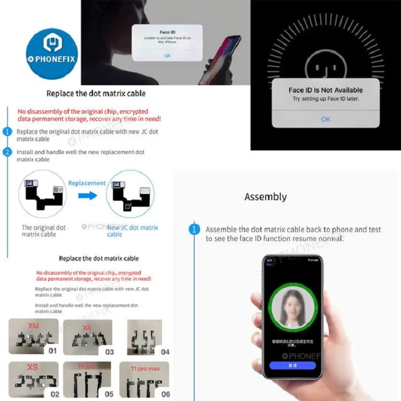 Jc Dot Matrix Cable Face Id Flex Per Iphone X-12Pro Max Ipad Repair Jc Programmer Pro1000S Dot Projector Detection Sostituisci Il Cavo