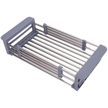 

Stainless Steel Adjustable Telescopic Kitchen with Sink, Dish Rack and Drying Rack