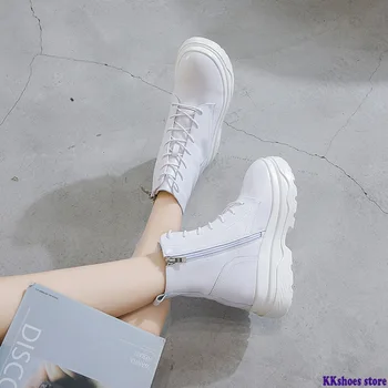 

Genuine Leather White Shoes Snow Boots Woman Platform 2020 Female Fashion Casual Shoes High Top Increased Snow Boots Woman Shoe