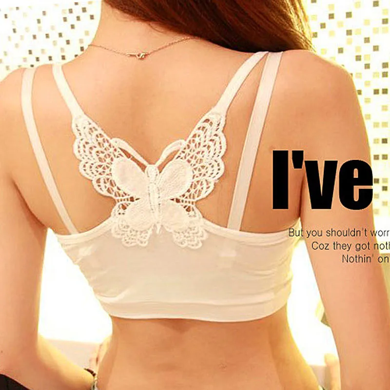 New Cute Butterfly Sexy Underwear Prevent Exposed Lace Wrapped Women Chest Black White Brassiere Bra for Girls Bandeau Tub