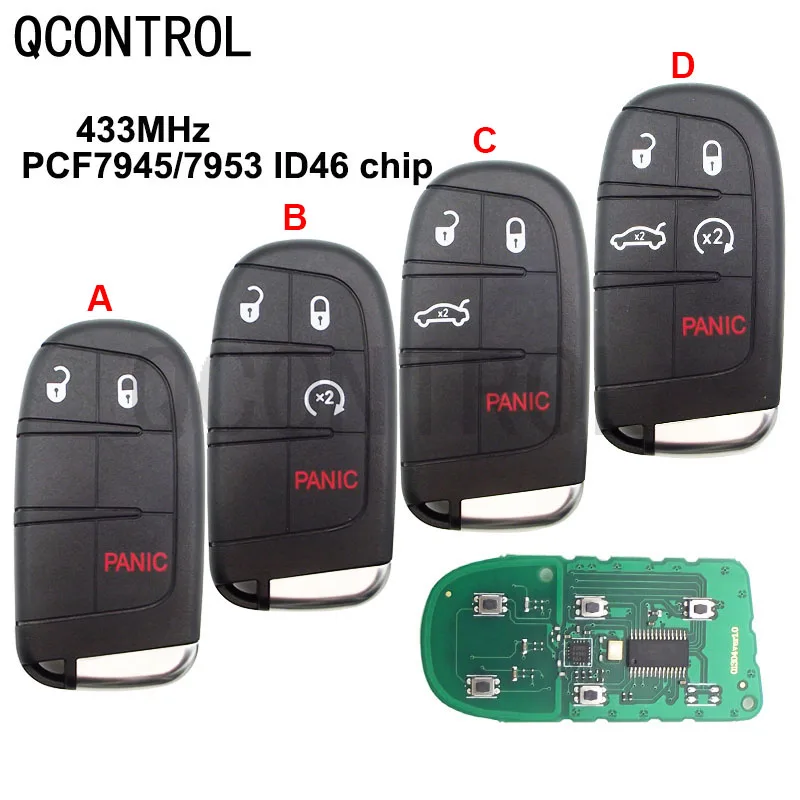 Чип ID46 QCONTROL 433 МГц 5 кнопок дистанционный ключ-брелок от машины для DODGE/Chrysler/JEEP Grand