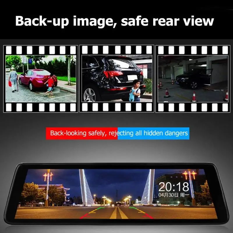 Автомобильный видеорегистратор 9,8" видеорегистратор Full HD 1080P видео рекордер ips сенсорный экран двойной объектив зеркало заднего вида камера с ночного видения g-сенсор