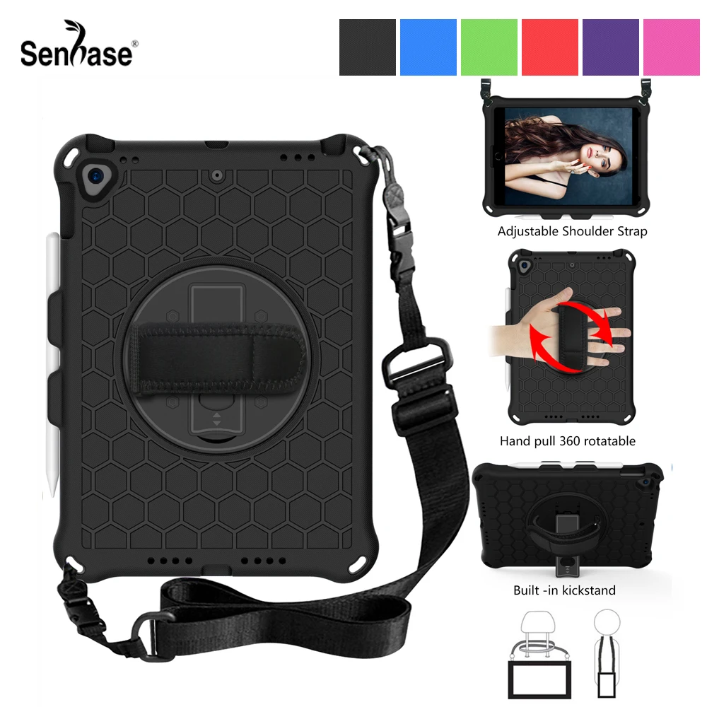 

Для iPad 10,2 2019 2020 2021 7th 8th 9th Gen A2198 A2428 A2604 чехол EVA дети Безопасный противоударный плечевой ремень Подставка для планшета