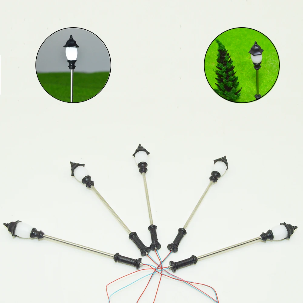 

3V Scale Model LED Light Railway Train Lamp Street Lamppost For Architecture Building Road Landscape Layout Diorama Metal