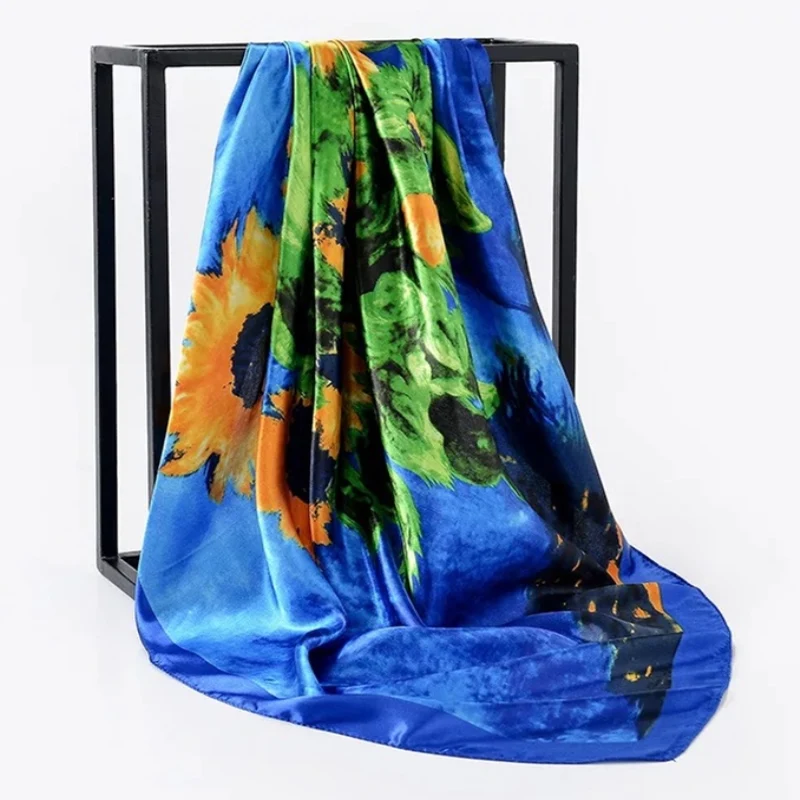 Шелковые шарфы Foulard 90*90 см квадратная голова хиджаб шарф Женский шифон шаль Бандана обертывание глушитель парео