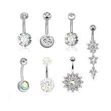 7 шт./компл. хирургические стальные Пирсинг 14 г пирсинг для пупка украшение для пирсинга пупка висячие серьги живот бар сексуальные украшения для тела