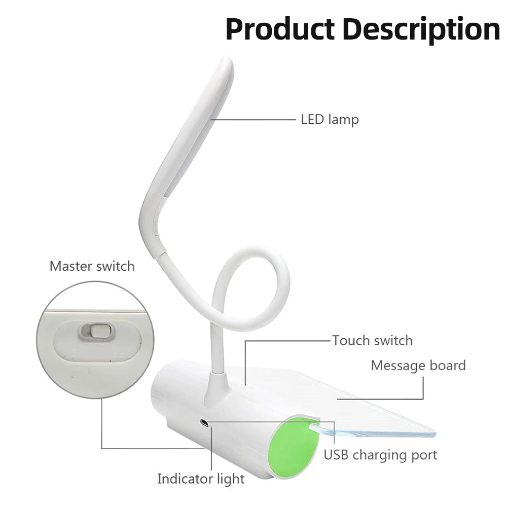  Message Light Novelty LED Table Lamp Eye Protection USB Rechargeable Desk Lamp 3 Mode Touch Switch 