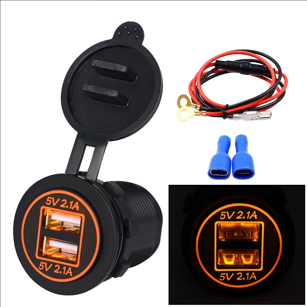 ABS анти-огнестойкий для автомобиля мотоцикла ATV RV SUV лодки Yacht переключатель USB измеряемое напряжение: 6-38 в измеритель напряжения - Цвет: Оранжевый