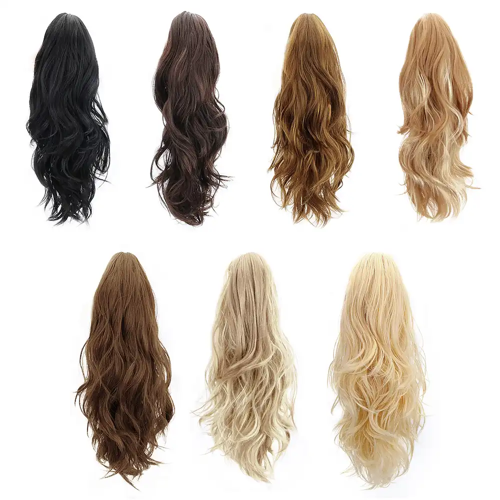 Sinteticheskie Nakladnye Volosy Na Klipse Free Beauty 18 Dyujmov Dlinnye Volnistye Volosy Blond V Hvostike Udlinitelnaya Povyazka Na Shnurke Aliekspress