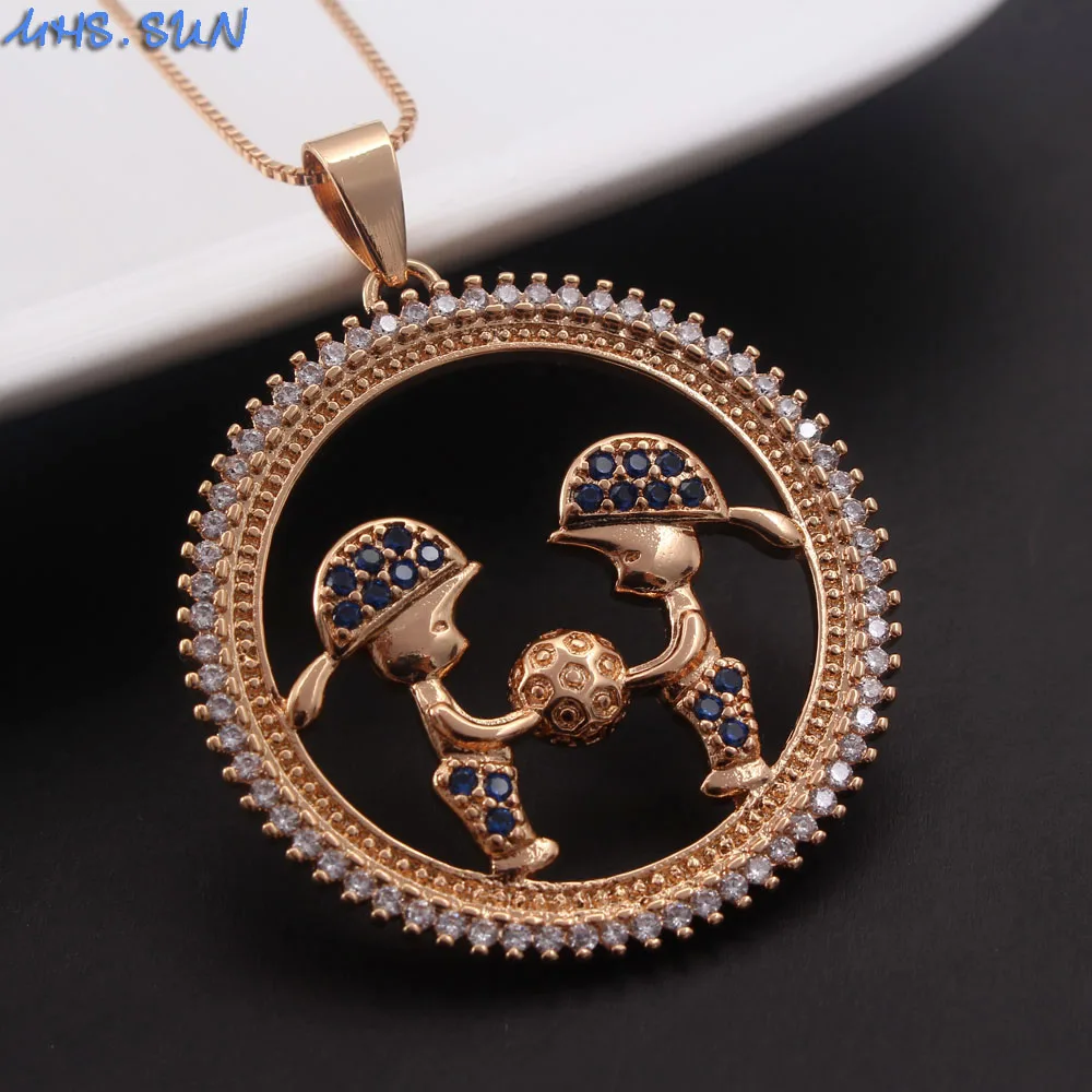 MHS.SUN Fashion AAA Zircon Jewelry Boys Girls Pendant Necklace Luxury Women Chain Necklace Charm Choker For Christmas Gift 1PC