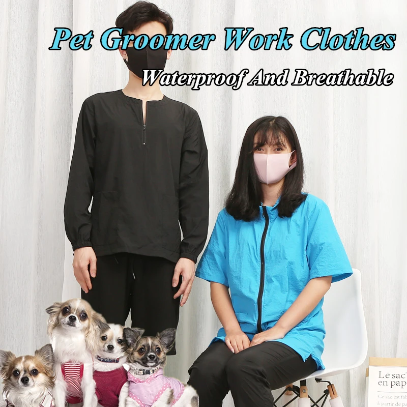 Pet Grooming Smock Pet Groomer Work Clothes Waterproof And Breathable hair-proof Pet Shop Work Clothes Grooming Apron Long Sleeve G1031 pet grooming smock