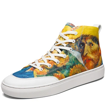 

designer men shoes Van Gogh Self Portrait Digital printing Memorial high top Cotton espadrilles Unisex Casual chaussure homme