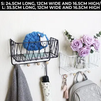 

Iron Wall Mounted Storage Rack Bedroom Kitchen Organizer Wall Shelf DIY Wall Decoration Holder With Wood Beads Home Decoration