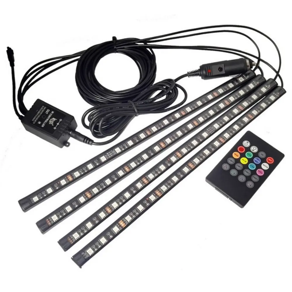 

18LED Car Styling Interior Voice Control Lamp Strip Decorative Light Atmosphere Ambient Light with Remote Controller